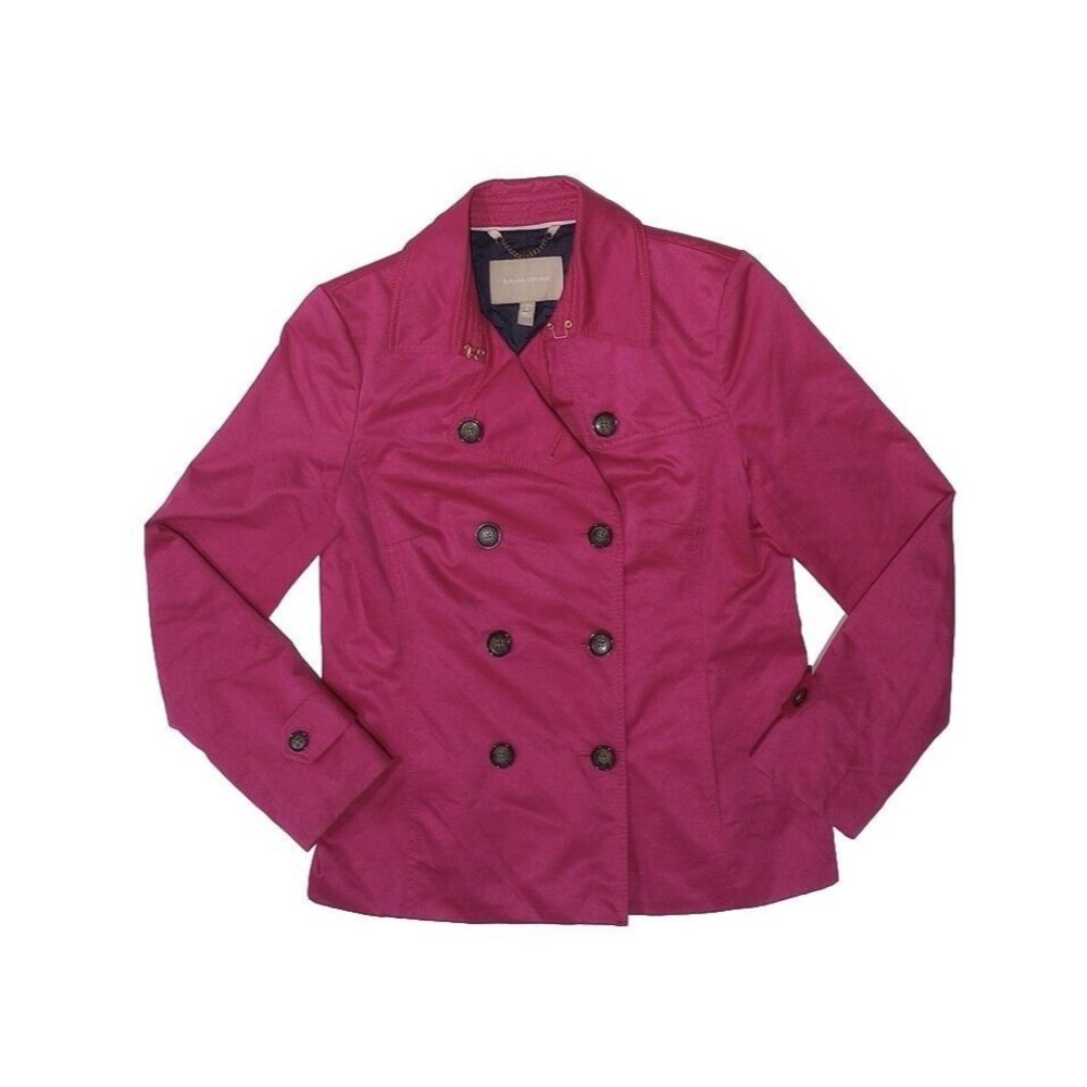 Banana Republic Sz Small Pink Mid Length Coat Button Double Breasted Fully Lined